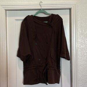 Elegant Brown Women's Cape Jacket Oversized